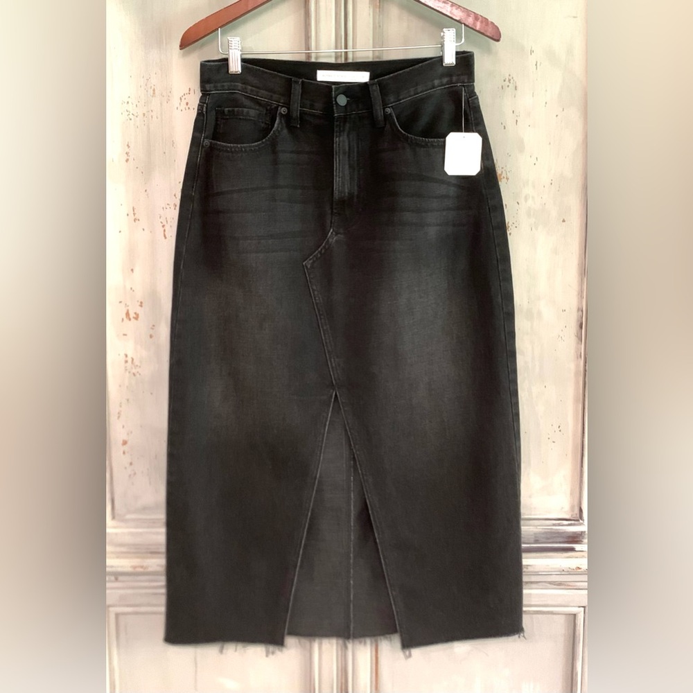 Altar’d State Washed Black Denim Midi Skirt Sz M